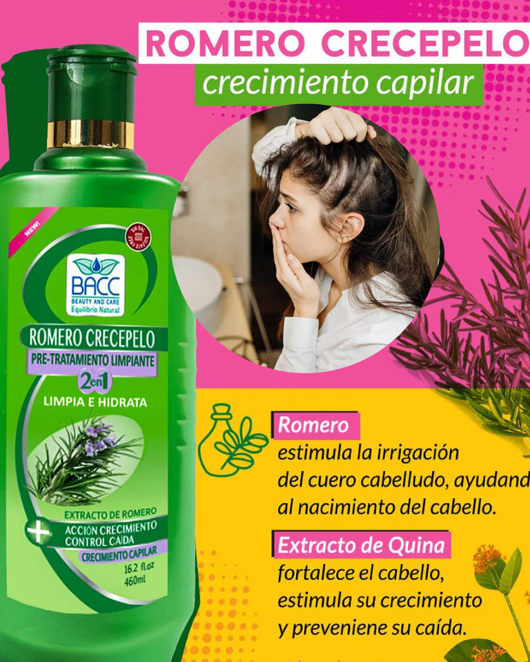 Shampoo Romero Anticaidas Efectivo Champu Crecepelo 460ml